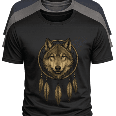 Wolf Dreamcatcher T-Shirt — Native-Inspired Tribal Wolf Graphic Tee