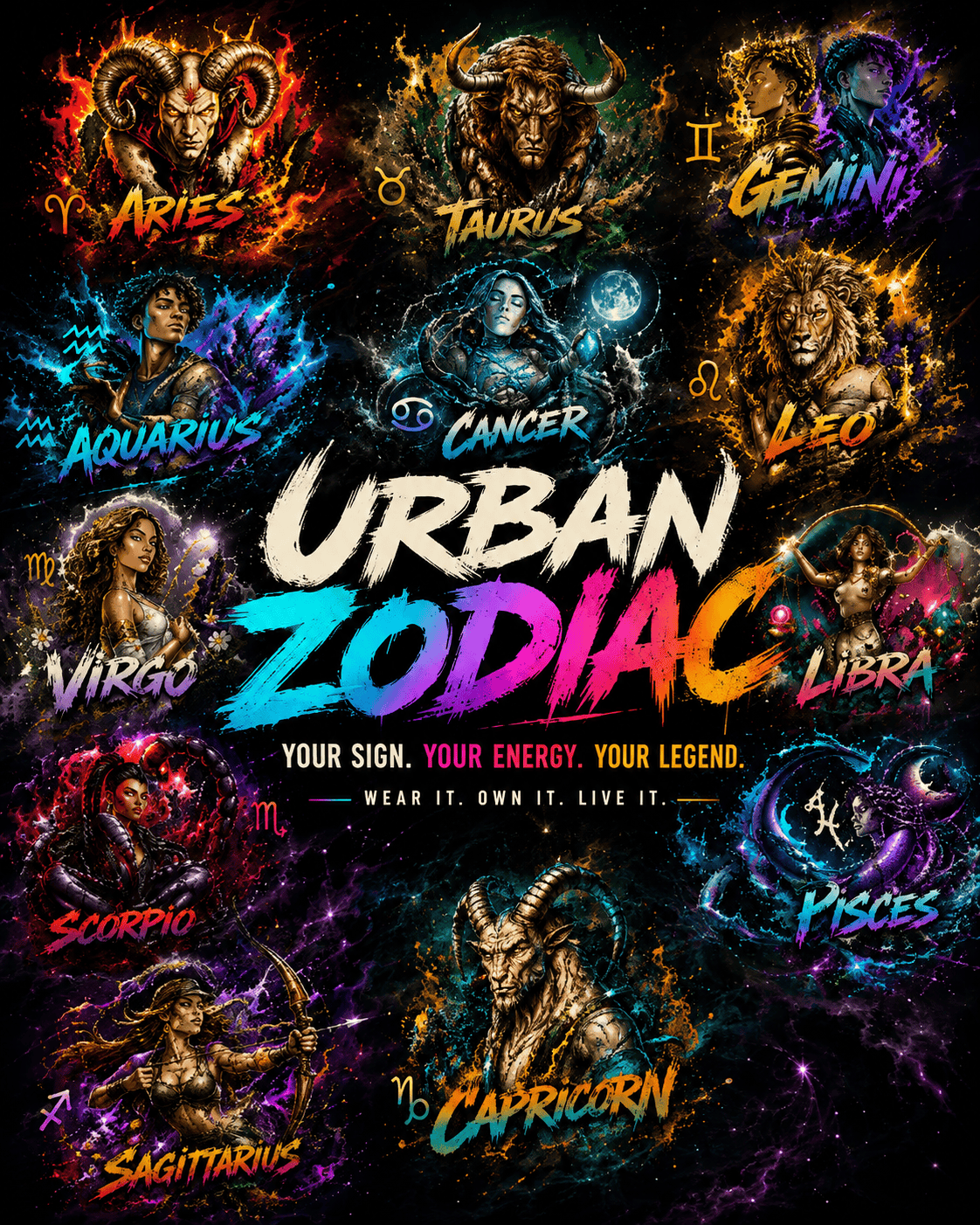 Urban Zodiac portrait artwork for mobile